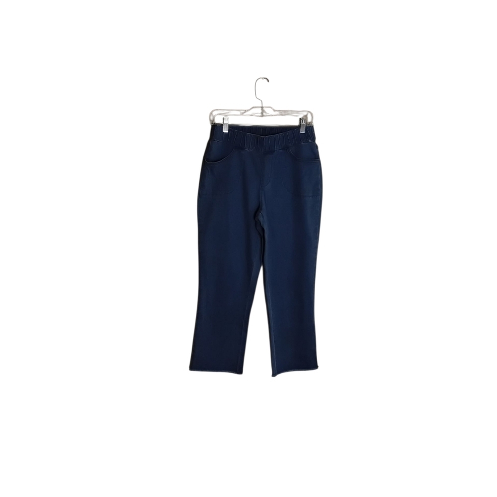 Quacker Factory By Jeanne Bice Women's 8 Elastic Waist Raw Hem Cropped Jean